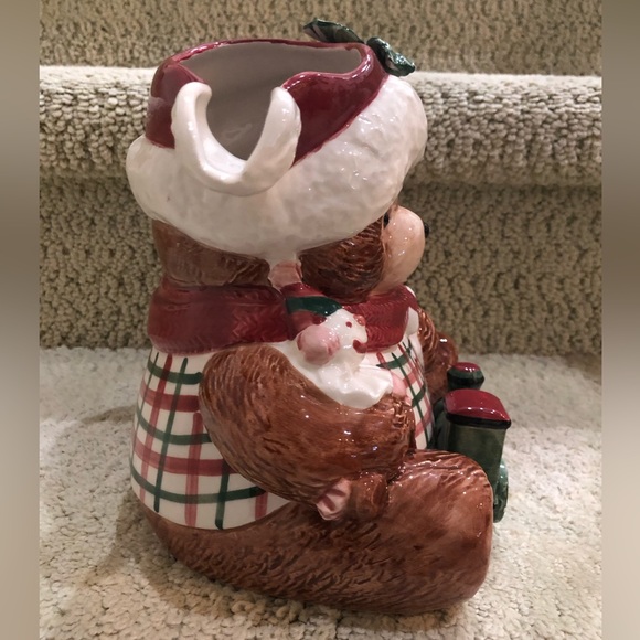 🎄Fitz & Floyd Christmas Ceramic Plaid Terry Bear Pitcher (Retired, 1991). - Picture 8 of 14